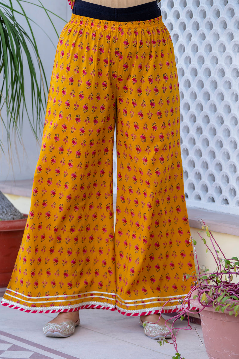 EthniFlair Floral Embroidered Empire Gotta Patti Kurta with Palazzos & Dupatta