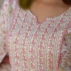 EthniFlair Floral Printed Thread Work Kurta with Trousers & Dupatta