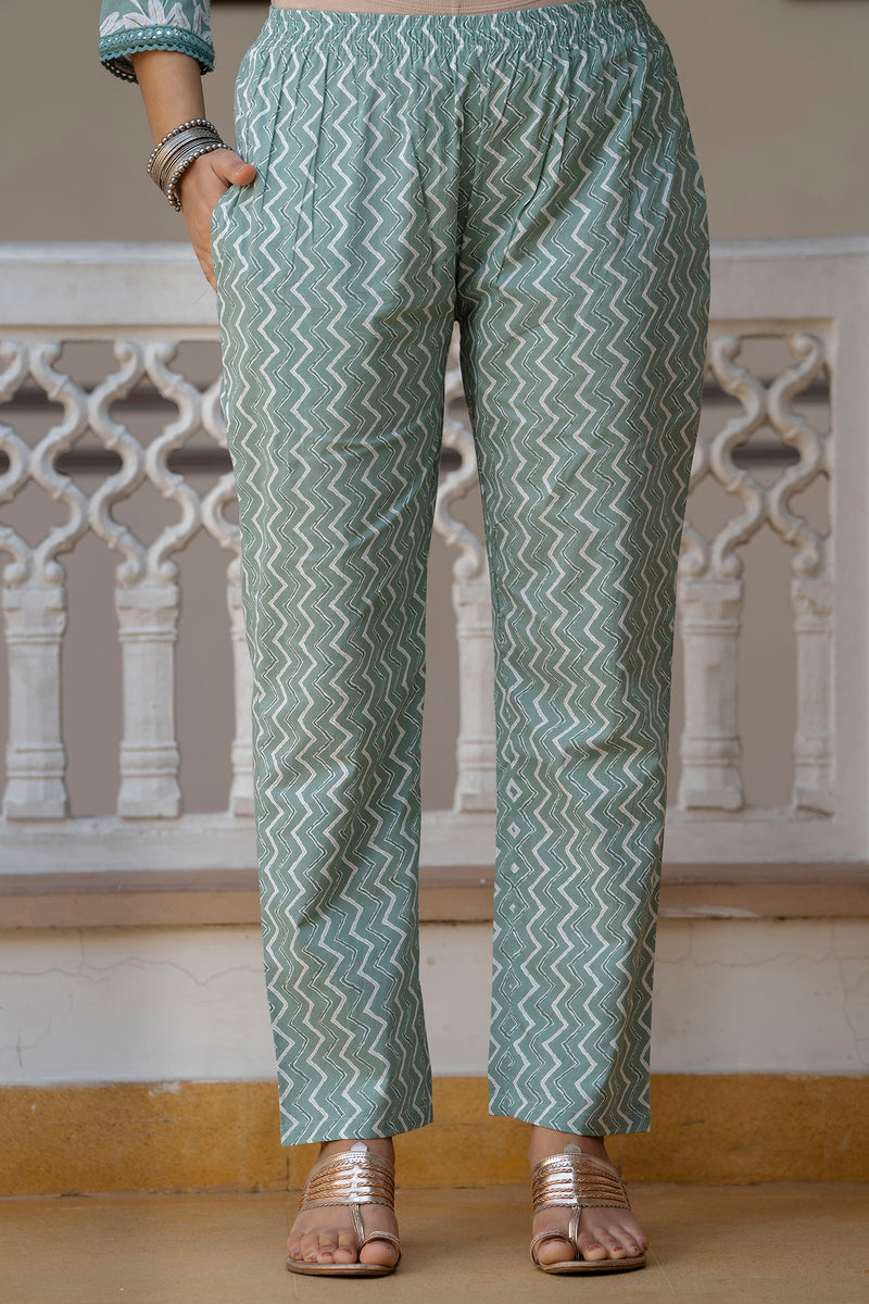 EthniFlair Floral Printed Mirror Work Kurta with Trousers & Dupatta