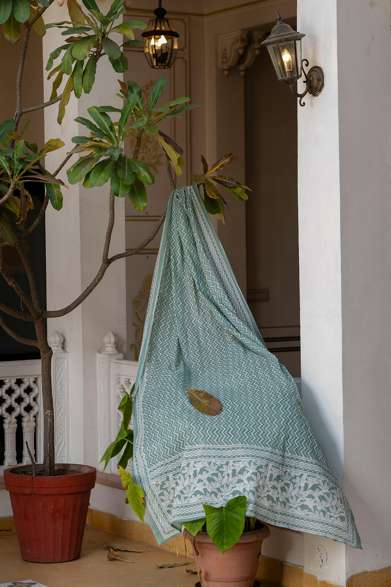 EthniFlair Floral Printed Mirror Work Kurta with Trousers & Dupatta