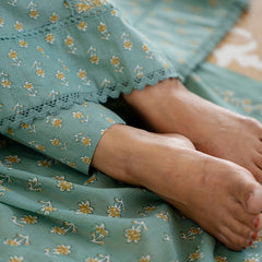 EthniFlair Floral Printed Panelled Aari Work Kurta with Trousers & Dupatta