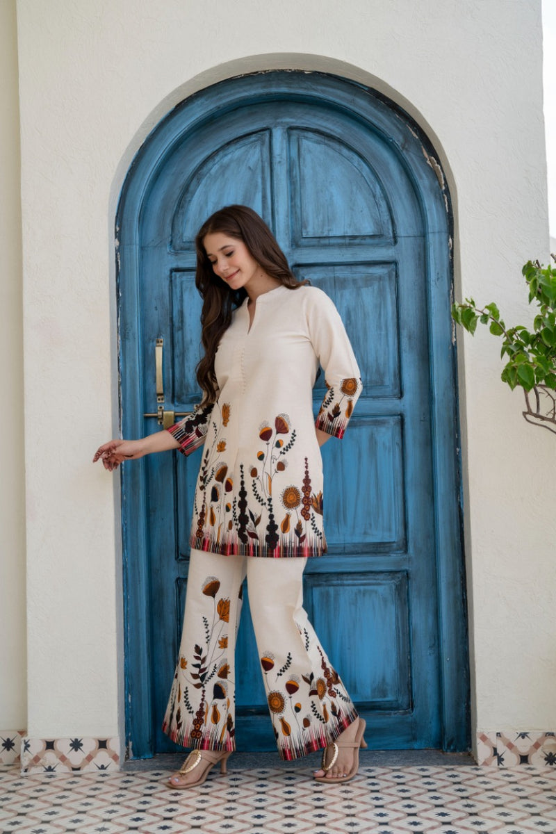 EthniFlair Printed Tunic With Trousers Co-Ords Set