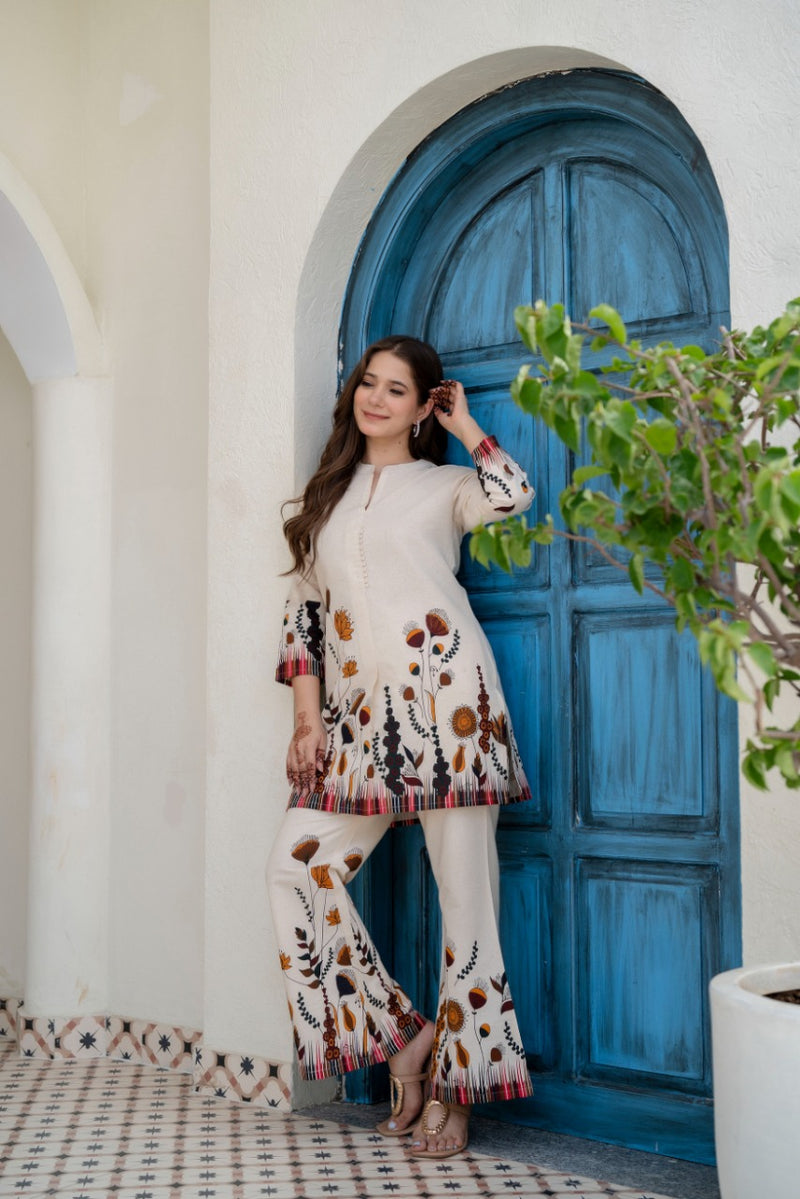EthniFlair Printed Tunic With Trousers Co-Ords Set