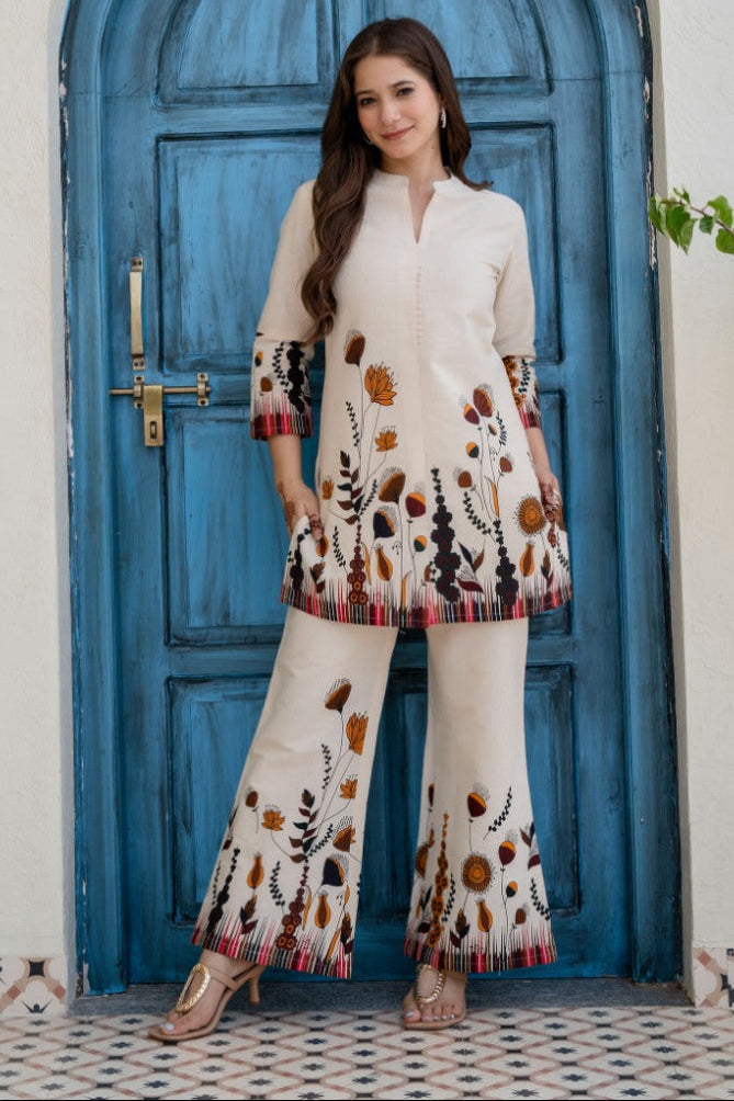 EthniFlair Printed Tunic With Trousers Co-Ords Set