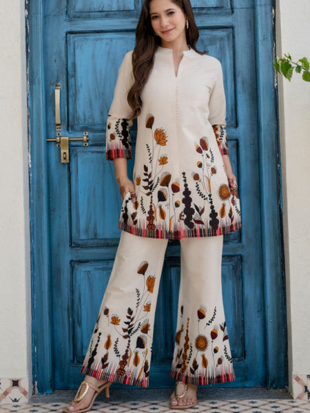 EthniFlair Printed Tunic With Trousers Co-Ords Set