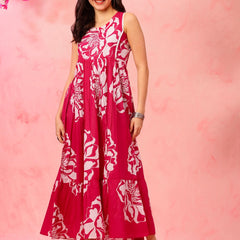 EthniFlair Floral Print Fit & Flare Maxi Dress