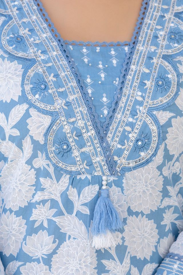 EthniFlair Women Cotton Pintucks detail Straight kurta Pant & Dupatta